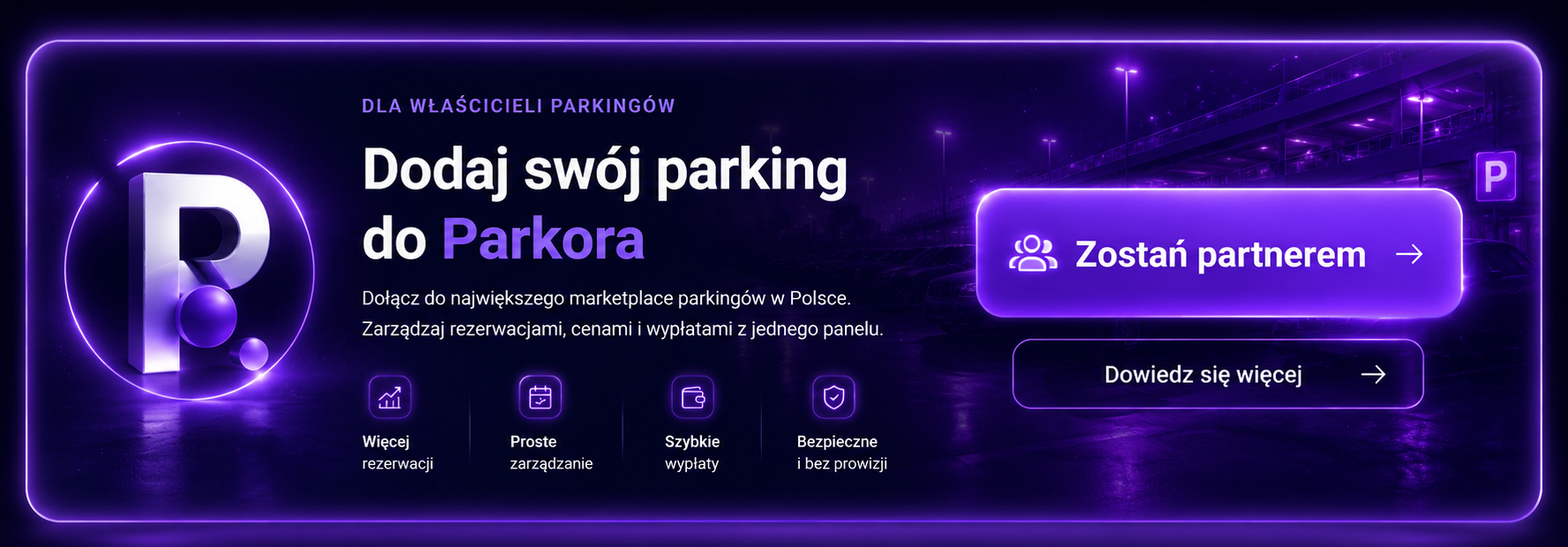 Dodaj swój parking do Parkora — zostań partnerem
